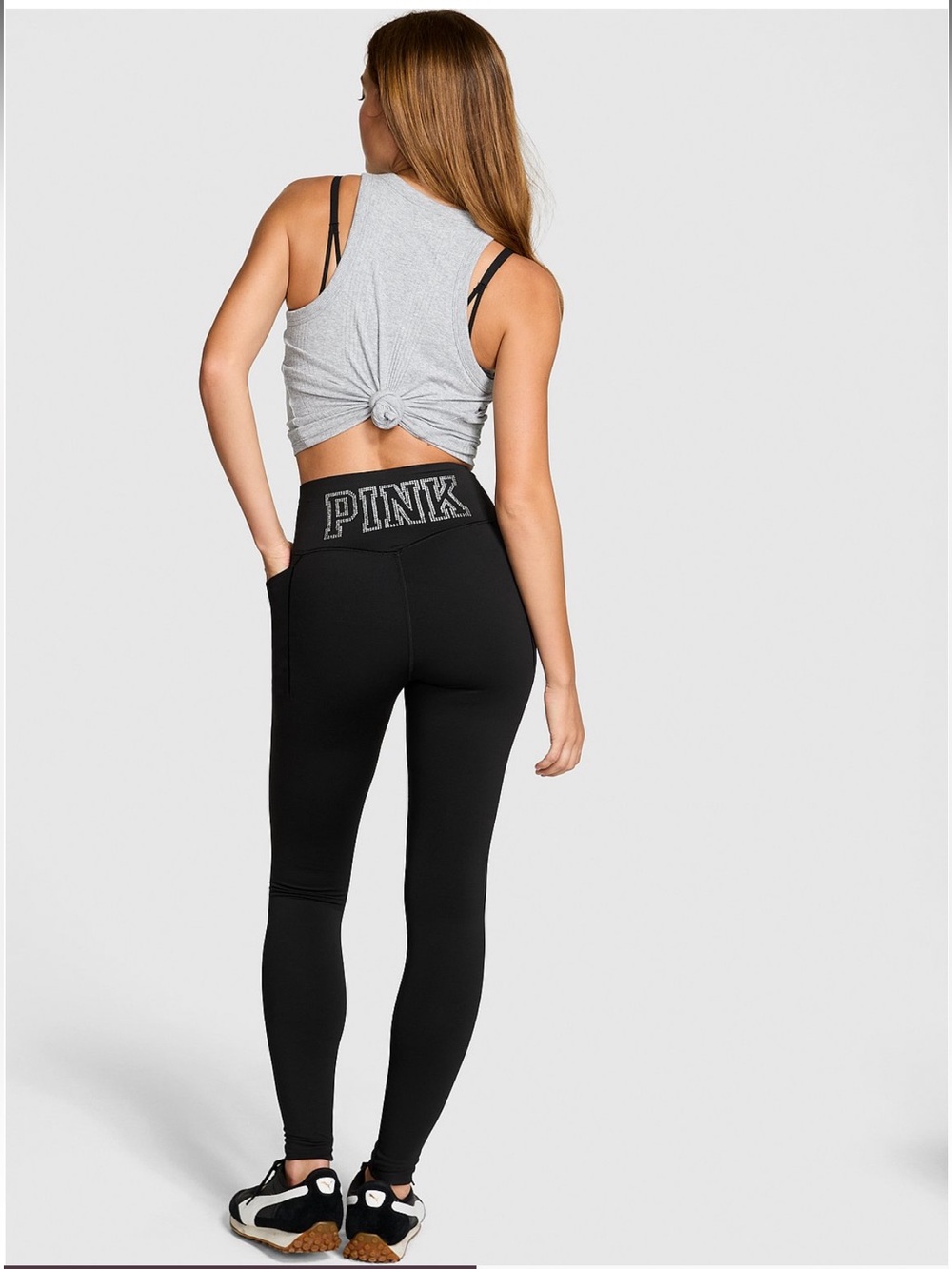 PINK SET  Victoria's Secret Black  Leggings and Top set with Rhinestone